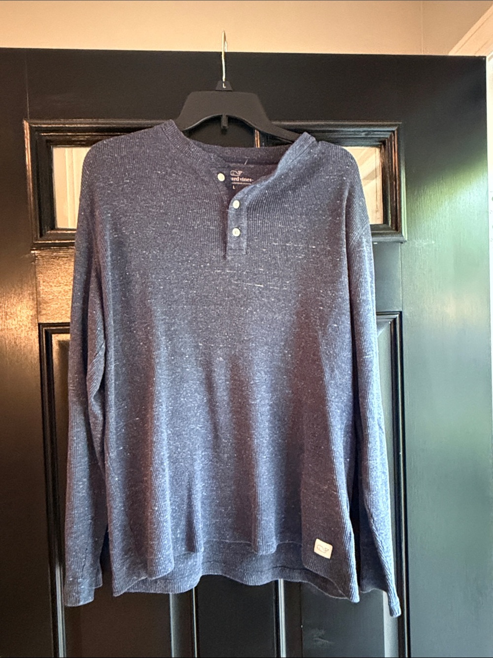 Vineyard Vines Dark Navy Logo waffle Henley